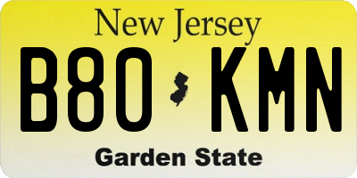 NJ license plate B80KMN