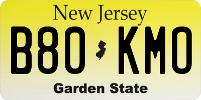 NJ license plate B80KMO