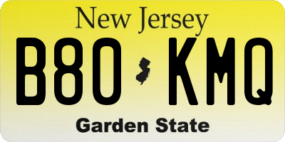 NJ license plate B80KMQ