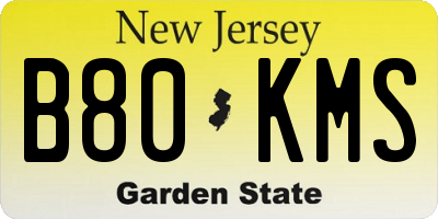 NJ license plate B80KMS
