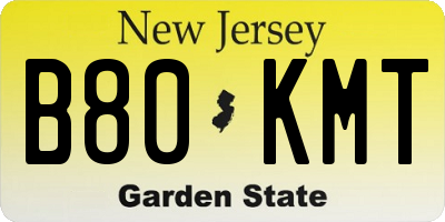 NJ license plate B80KMT