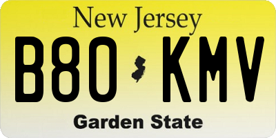 NJ license plate B80KMV