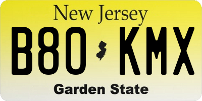 NJ license plate B80KMX