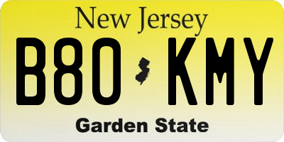 NJ license plate B80KMY