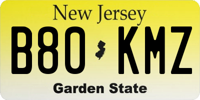 NJ license plate B80KMZ