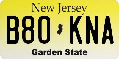 NJ license plate B80KNA