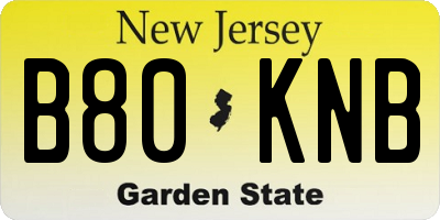 NJ license plate B80KNB