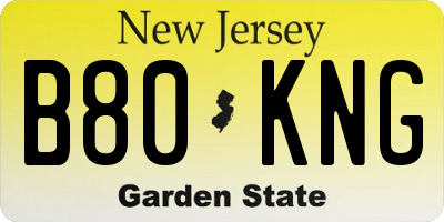 NJ license plate B80KNG