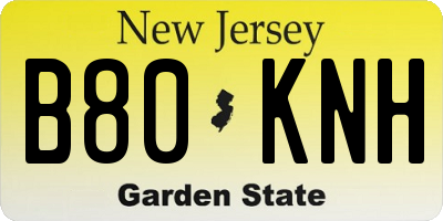 NJ license plate B80KNH