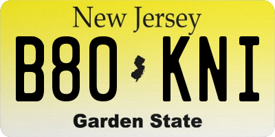 NJ license plate B80KNI