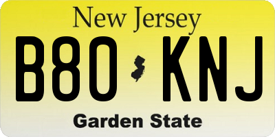 NJ license plate B80KNJ