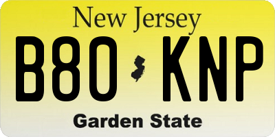 NJ license plate B80KNP
