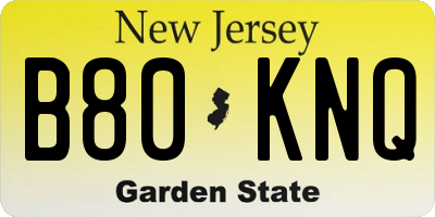 NJ license plate B80KNQ