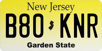 NJ license plate B80KNR