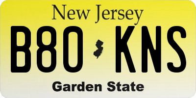 NJ license plate B80KNS