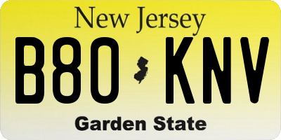 NJ license plate B80KNV