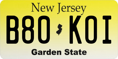 NJ license plate B80KOI