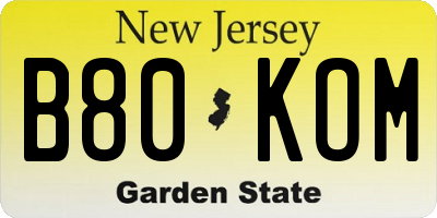NJ license plate B80KOM