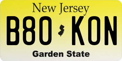 NJ license plate B80KON