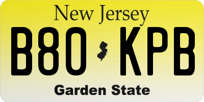 NJ license plate B80KPB