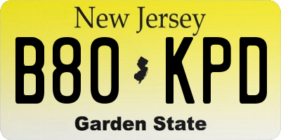 NJ license plate B80KPD