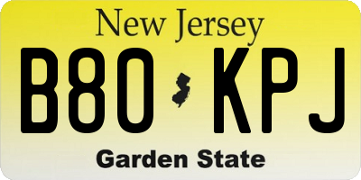NJ license plate B80KPJ