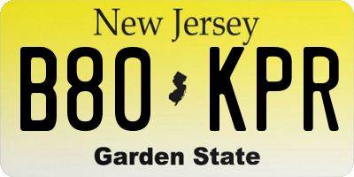 NJ license plate B80KPR