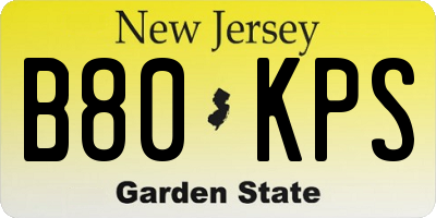 NJ license plate B80KPS