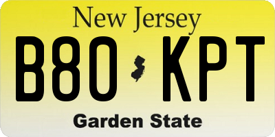 NJ license plate B80KPT