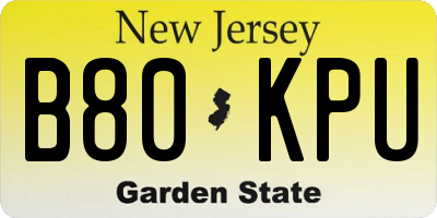 NJ license plate B80KPU