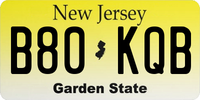 NJ license plate B80KQB
