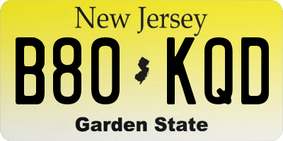 NJ license plate B80KQD