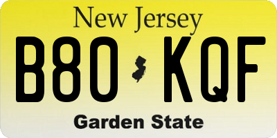NJ license plate B80KQF