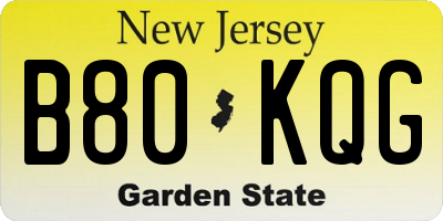 NJ license plate B80KQG