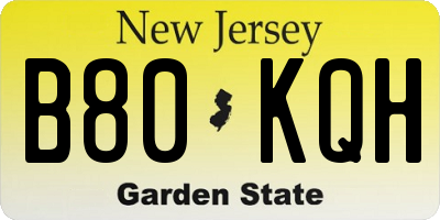 NJ license plate B80KQH