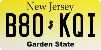 NJ license plate B80KQI