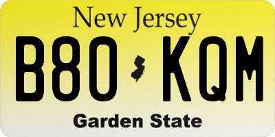 NJ license plate B80KQM