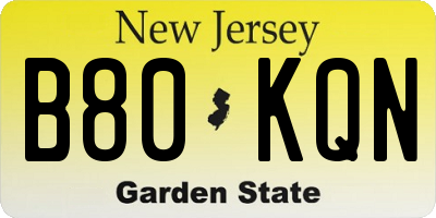 NJ license plate B80KQN