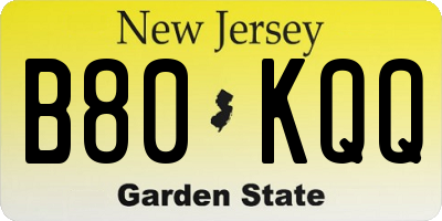 NJ license plate B80KQQ