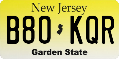 NJ license plate B80KQR