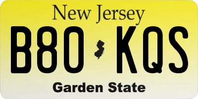 NJ license plate B80KQS