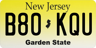 NJ license plate B80KQU