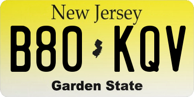 NJ license plate B80KQV