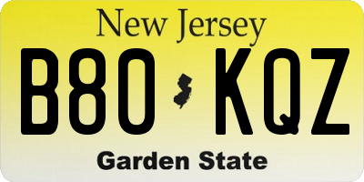 NJ license plate B80KQZ