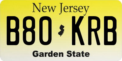 NJ license plate B80KRB