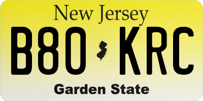 NJ license plate B80KRC