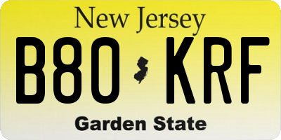 NJ license plate B80KRF