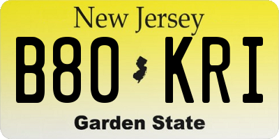 NJ license plate B80KRI