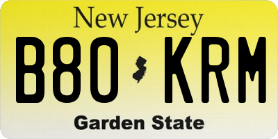NJ license plate B80KRM