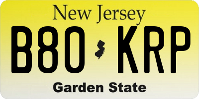 NJ license plate B80KRP